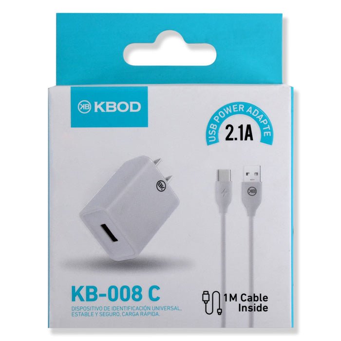 Charger with Type C Cable - KBOD KB - 008 - C - Case Bulk