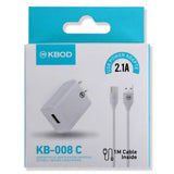 Charger with Type C Cable - KBOD KB - 008 - C - Case Bulk