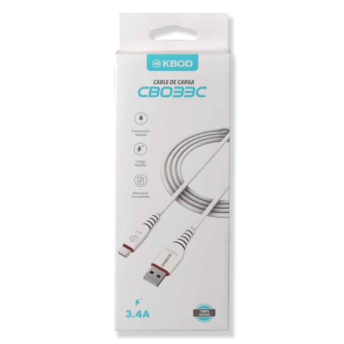 USB Type C Cable - 3.3FT KBOD Fast Charging CBO - 33C - Case Bulk