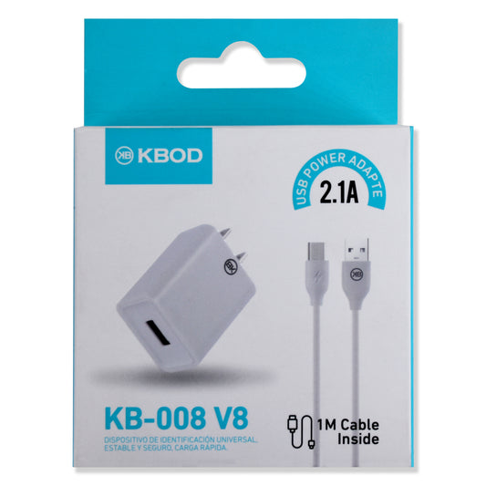 Cargador con cable tipo V8 - MicroUSB - KBOD KB-008-V8