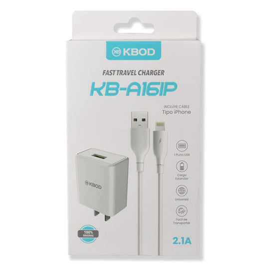 Cargador con cable Lightning para iPhone - KBOD KB-A16IP