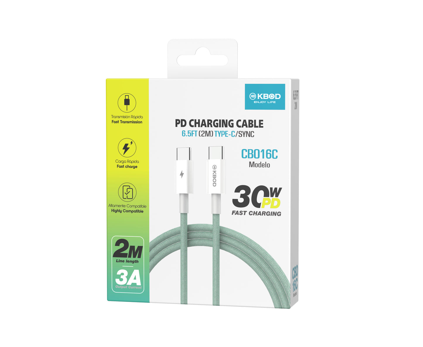 PD Cable USBC to USBC 6FT 30W CBO 16C