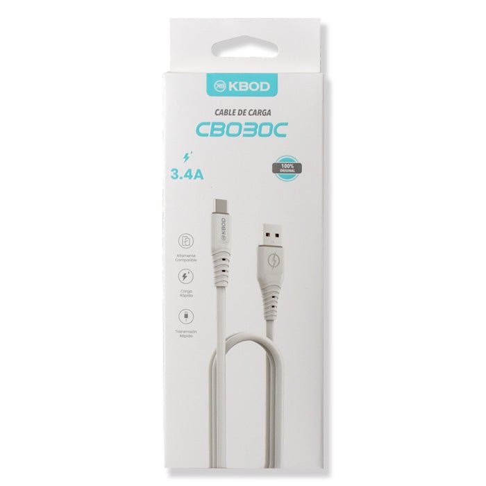 USB Type C Cable - 3.3FT KBOD Fast Charging CBO - 30C - Case Bulk